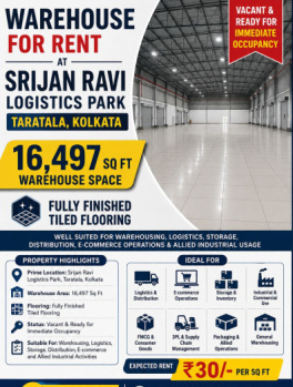 Warehouse space available for rent at Srijan Ravi Logistics Park, Taratala, Kolkaa