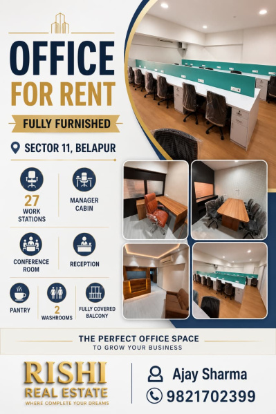 fully furnished office at CBD Belapur - ready to move in condition  having premium interiors - ⁠Super built up area 1550 ; carpet area 1147  sq ft i