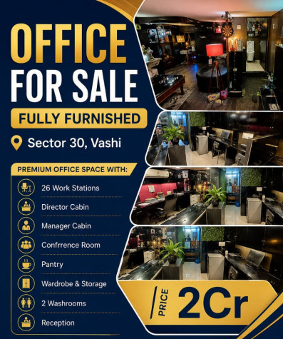 1150 sqft Ground and mezzanine 2 parking 2 washrooms Pantry Wardrobe and storages Seating for 26 employees  1 managers cabin 1 directors cabin 1 confe
