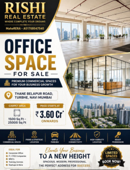 GOOD LOCATED BARE SHELL OFFICE SPACE FOR SALE IN TURBHE THANE BELAPUR ROAD NAVI MUMBAI