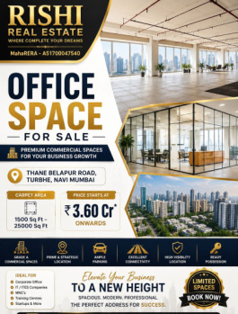 GOOD LOCATED BARE SHELL OFFICE SPACE FOR SALE IN TURBHE THANE BELAPUR ROAD NAVI MUMBAI