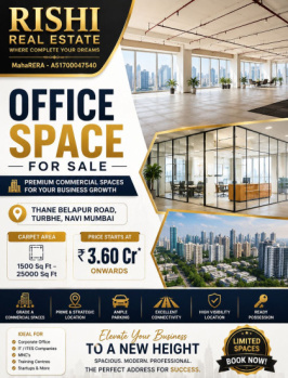 GOOD LOCATED BARE SHELL OFFICE SPACE FOR SALE IN TURBHE THANE BELAPUR ROAD NAVI MUMBAI