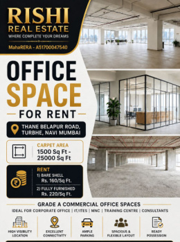 GOOD LOCATED BARE SHELL OFFICE SPACE FOR RENT IN TURBHE THANE BELAPUR ROAD NAVI MUMBAI