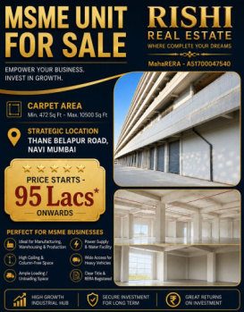 MSME  INDUSTRIAL UNIT FOR SALE IN TURBHE THANE BELAPUR ROAD NAVI MUMBAI BEST OPTION FOR BUSINESS OWNERS