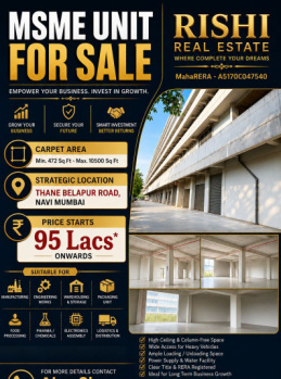 MSME  INDUSTRIAL UNIT FOR SALE IN TURBHE THANE BELAPUR ROAD NAVI MUMBAI BEST OPTION FOR BUSINESS OWNERS