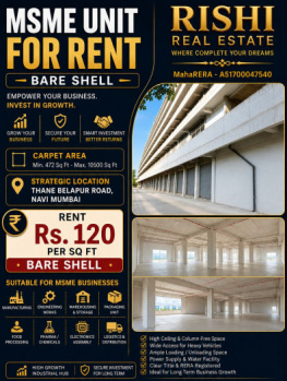MSME  INDUSTRIAL UNIT FOR RENT IN TURBHE THANE BELAPUR ROAD NAVI MUMBAI BEST OPTION FOR BUSINESS OWNERS