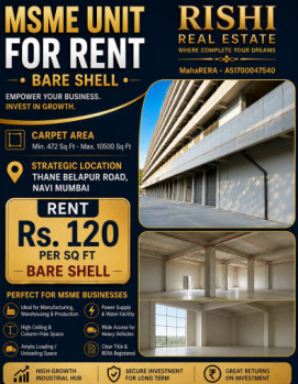 MSME  INDUSTRIAL UNIT FOR RENT IN TURBHE THANE BELAPUR ROAD NAVI MUMBAI BEST OPTION FOR BUSINESS OWNERS