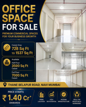 BARE SHELL OFFICE SPACE FOR SALE IN TURBHE THANE BELAPUR ROAD NAVI MUMBAI