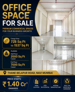 BARE SHELL OFFICE SPACE FOR SALE IN TURBHE THANE BELAPUR ROAD NAVI MUMBAI