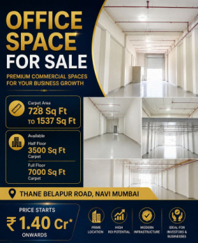 BARE SHELL OFFICE SPACE FOR SALE IN TURBHE THANE BELAPUR ROAD NAVI MUMBAI