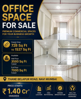 BARE SHELL OFFICE SPACE FOR SALE IN TURBHE THANE BELAPUR ROAD NAVI MUMBAI