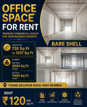 BARE SHELL OFFICE SPACE FOR RENT IN TURBHE THANE BELAPUR ROAD NAVI MUMBAI
