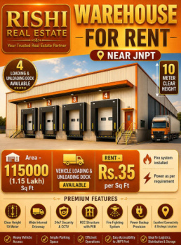 115000 Sq Ft WAREHOUSE/ GODOWN FOR RENT IN NAVI MUMBAI NEAR JNPT