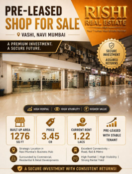 PRE LEASED SHOP FOR SALE IN VASHI NAVI MUMBAI