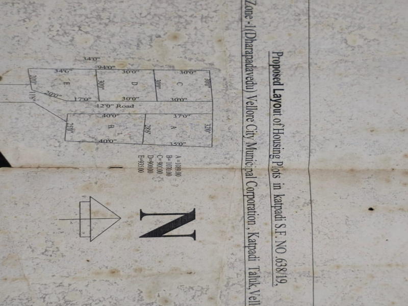 Residential Plot for Sale in Dharapadavedu, Vellore (1200 Sq.ft.)