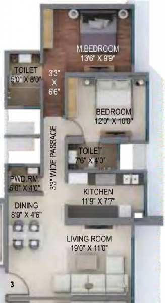 2 BHK Flats & Apartments for Sale in Kanjurmarg, Mumbai (1193 Sq.ft.)