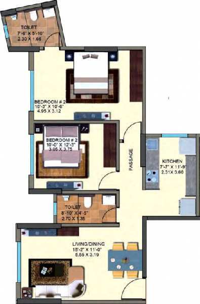 2 BHK Flats & Apartments for Sale in Kanjurmarg East, Mumbai (1208 Sq.ft.)