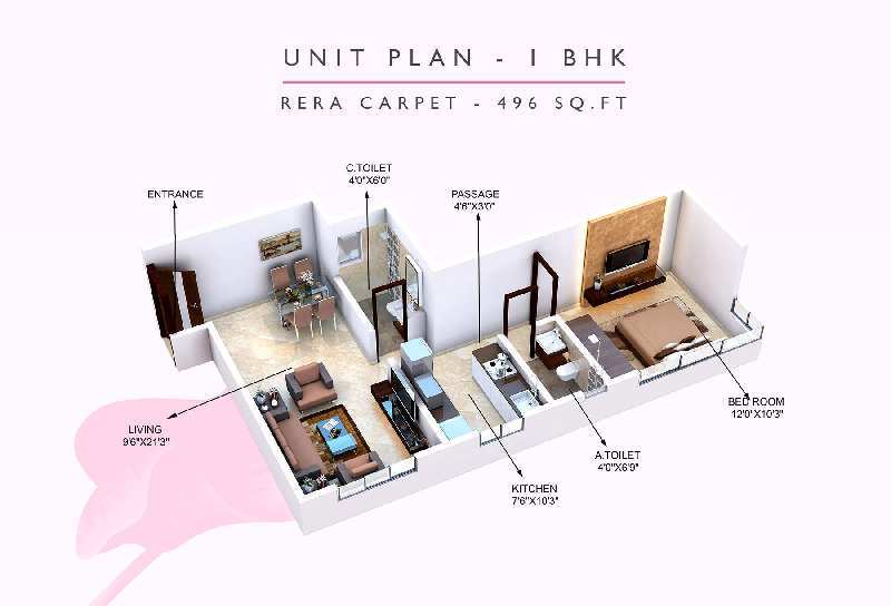 1 BHK Flats & Apartments for Sale in Ghatkopar East, Mumbai (660 Sq.ft.)