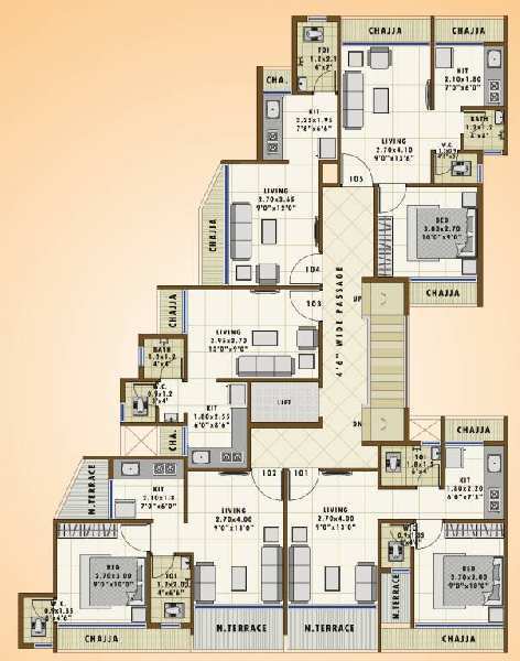 1 BHK Flats & Apartments for Sale in Kamothe, Navi Mumbai (600 Sq.ft.)