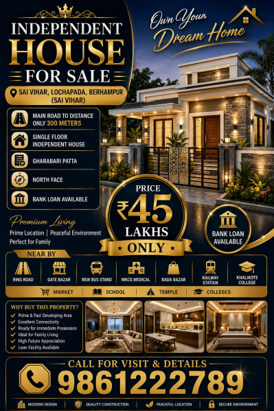 Independent House for Sale in Lochapada, Berhampur (900 Sq.ft.)