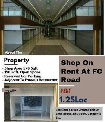 578 Sq.ft. Commercial Shops for Rent in Fergusson College Road, Pune