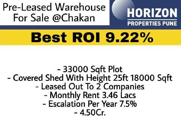 18000 Sq.ft. Warehouse/Godown for Sale in Chakan, Pune