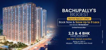 2.5 BHK Flats & Apartments for Sale in Bachupally, Hyderabad (1110 Sq.ft.)