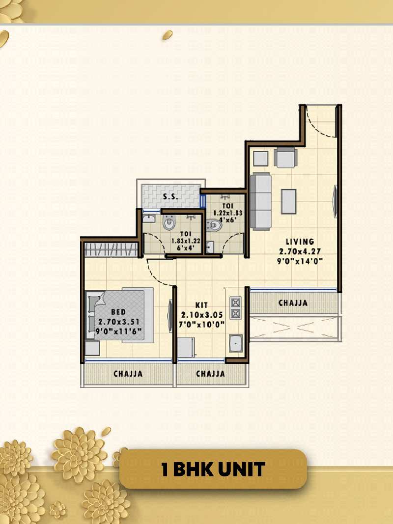 2 BHK Flats & Apartments for Sale in Dronagiri, Navi Mumbai (1105 Sq.ft.)