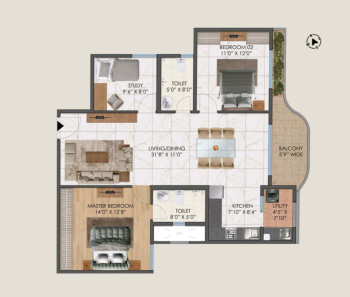 3 BHK Flats & Apartments for Sale in Sarjapur, Bangalore (1693 Sq.ft.)