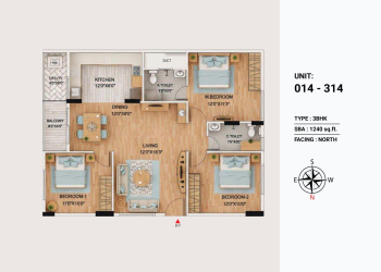3 BHK Flats & Apartments for Sale in Electronic City, Bangalore (1385 Sq.ft.)