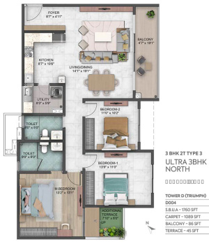 3.5 BHK Flats & Apartments for Sale in Whitefield, Bangalore (2115 Sq.ft.)