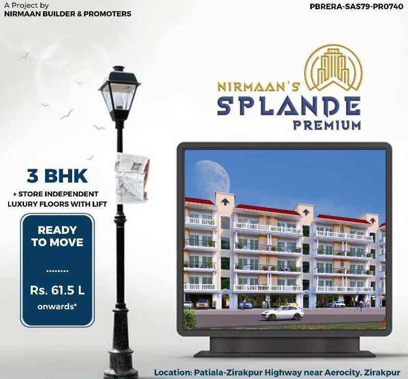 3 BHK Flats & Apartments for Sale in Patiala Road, Zirakpur (1500 Sq.ft.)