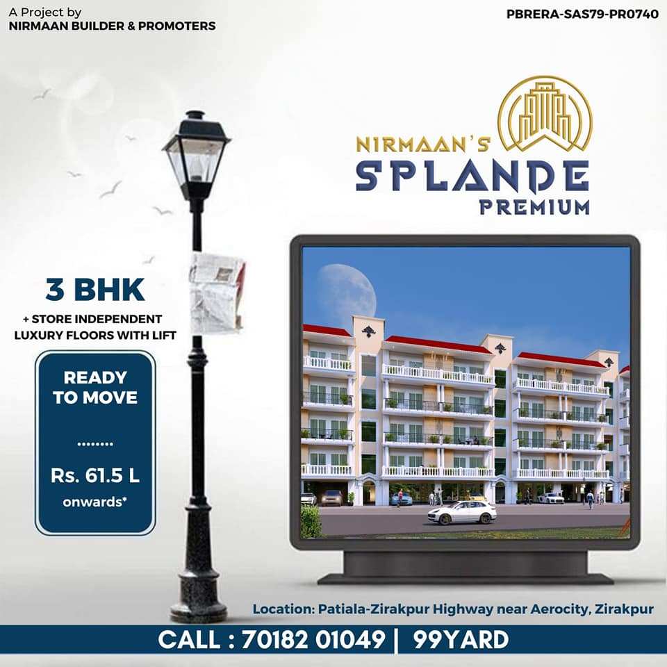 3 BHK Flats & Apartments for Sale in Airport Road, Zirakpur (1100 Sq.ft.)