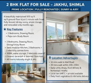 Flats & Apartments for Sale in Jakhu, Shimla (900 Sq.ft.)