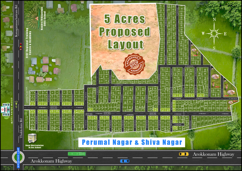 •	Residential Dtcp & Rera Plots For Sale In Perumal Nagar – Siva Nagar At Thakkolam Town On Road Property.