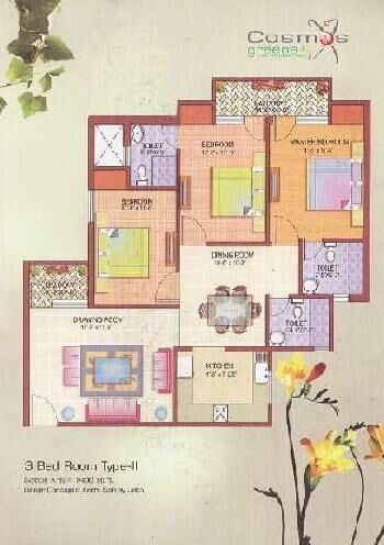 3 BHK Available for sale in Cosmos Greens