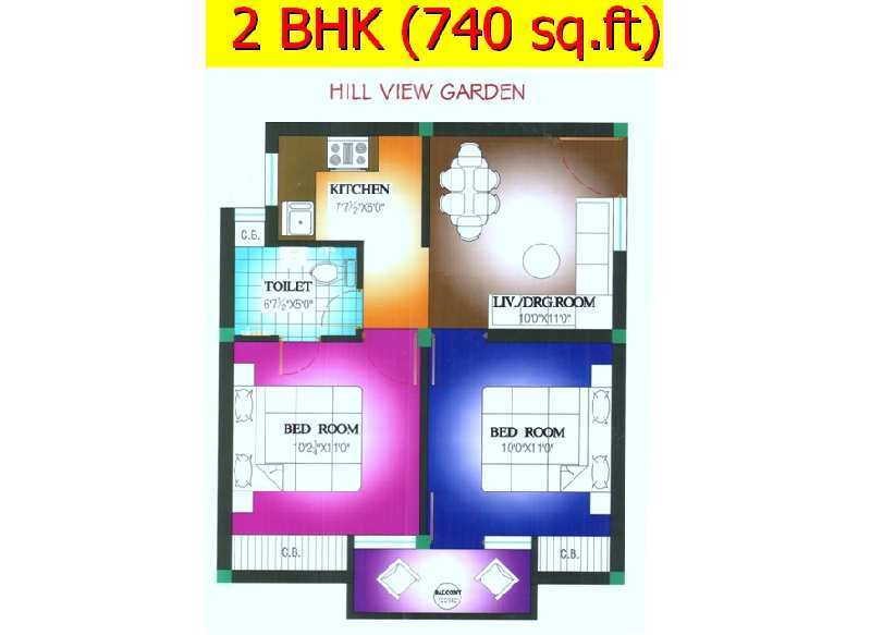 2 BHK available for sale at Hill View Gardens, Trehan