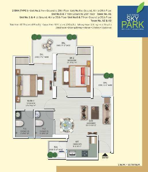 2 BHK Flat For Sale In Sky Park, Noida Extension