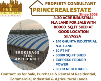 3.20 Acre Industrial N.A Land 80000 sq.ft Shed for Sale at Prime Location Silvassa