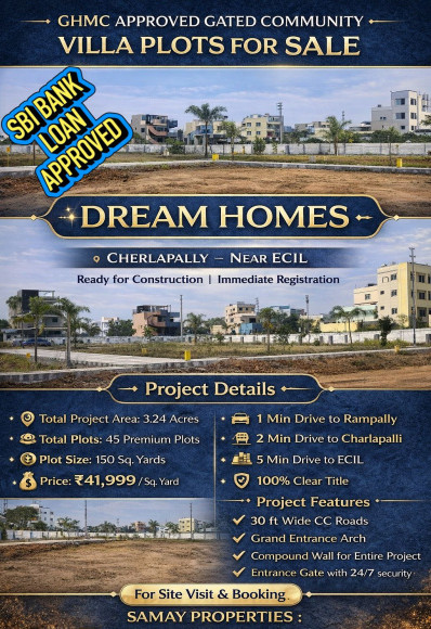 GHMC APPROVED RESIDENTIAL PLOTS FOR SALE Near ECIL