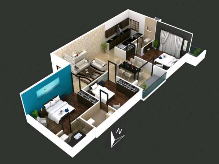 3 BHK Flats & Apartments for Sale in Benson Town, Bangalore (1351 Sq.ft.)