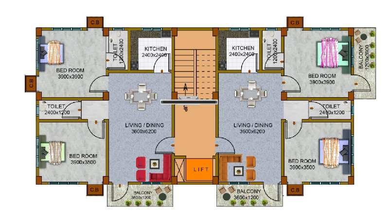 2 BHK Flats & Apartments for Sale in VIP Road, Guwahati (1212 Sq.ft.)