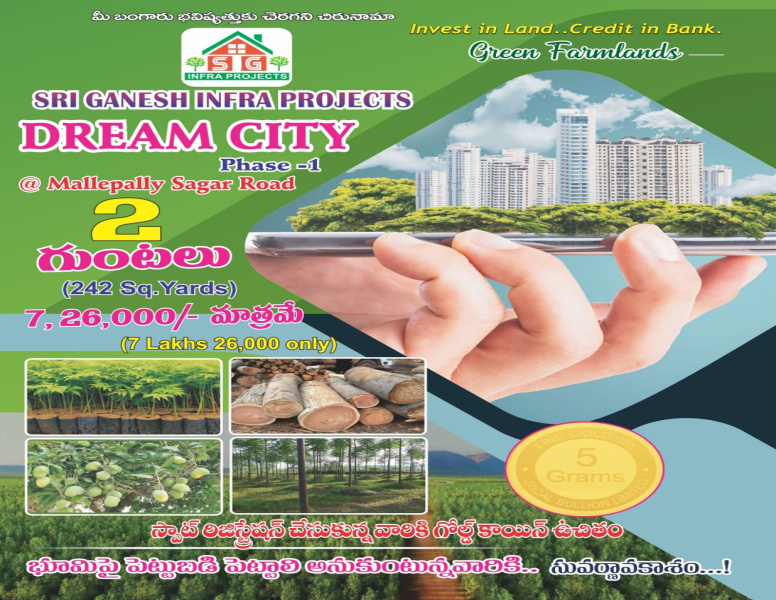 605 Sq.ft. Agricultural/Farm Land for Sale in Mallepally, Hyderabad