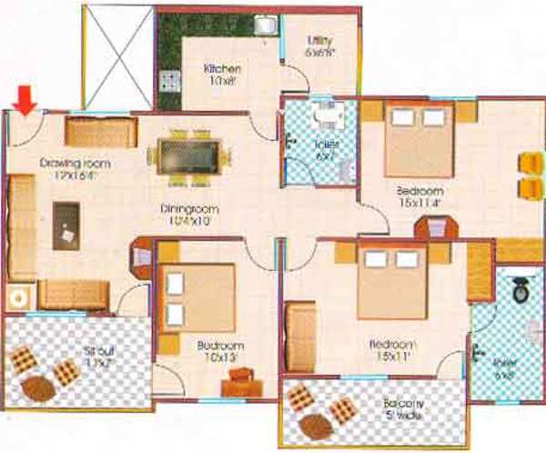 3 BHK Flats & Apartments for Sale in Bawadia Kalan, Bhopal (1850 Sq.ft.)