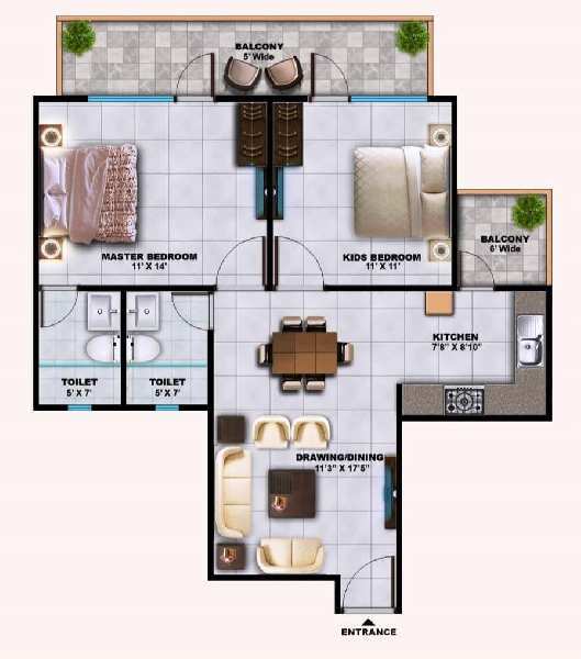 2 BHK Flats & Apartments for Sale in Sector 45, Faridabad (600 Sq.ft.)