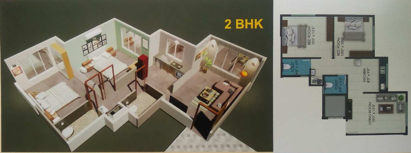 2 BHK Flats & Apartments for Sale in PNP Nagar, Raigad (880 Sq.ft.)