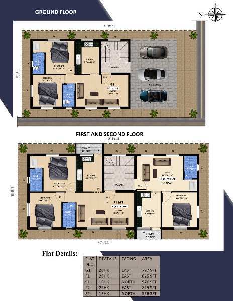 2 BHK Flats & Apartments for Sale in Ezhil Nagar, Chennai (797 Sq.ft.)