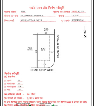 Residential Plot for Sale in Patrakar Colony, Jaipur (263 Sq. Yards)