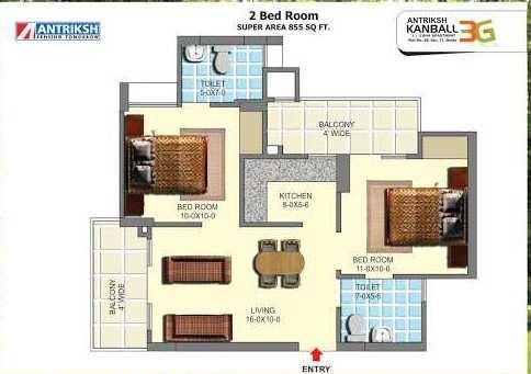 2 BHK Flats & Apartments for Sale in Sector 77, Noida (855 Sq.ft.)