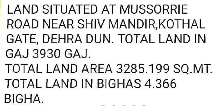 3930 Sq. Yards Agricultural/Farm Land for Sale in Mussoorie Road, Dehradun